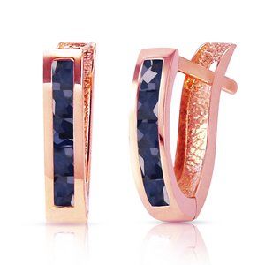 14K. SOLID GOLD OVAL HUGGIE EARRING WITH SAPPHIRES